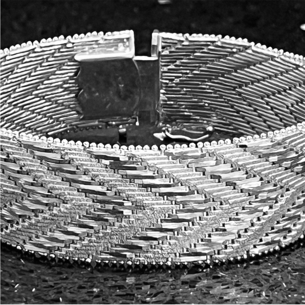 sterling Silver diamond cut brushed Riccio link statement bracelet vintage QVC